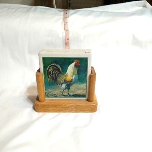 𝅺ROOSTER tile square coasters 3.75" x 3.75"